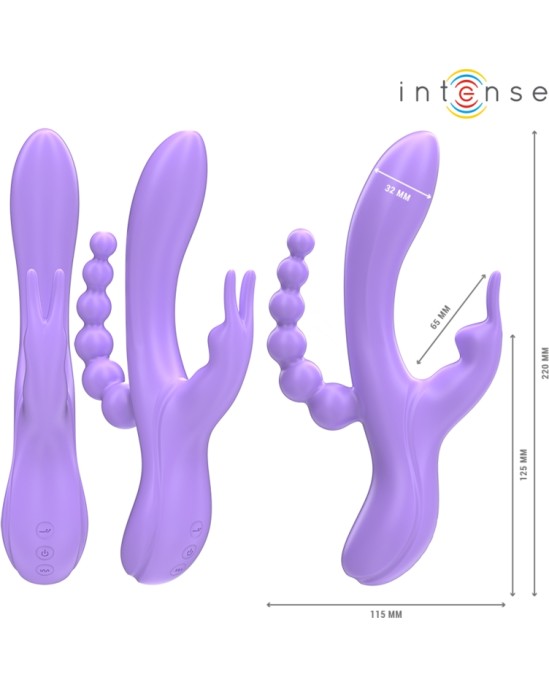 Intense Fun INTENSE - MIKO TRIPLE VIBRATOR RABBIT & STIMULATOR & ANAL 7 VIBRATIONS PURPLE