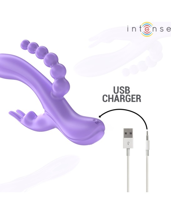 Intense Fun INTENSE - MIKO TRIPLE VIBRATOR RABBIT & STIMULATOR & ANAL 7 VIBRATIONS PURPLE