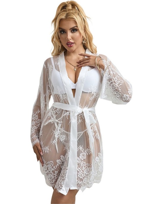 Subblime Chemises SUBBLIME - 954376 НОЧНАЯ СОРОЧКА С ДЛИННЫМИ РУКАВАМИ И ЦВЕТОЧНЫМ УЗОРОМ БЕЛАЯ L/XL