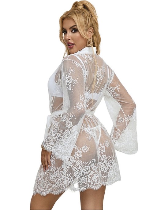 Subblime Chemises SUBBLIME - 954376 НОЧНАЯ СОРОЧКА С ДЛИННЫМИ РУКАВАМИ И ЦВЕТОЧНЫМ УЗОРОМ БЕЛАЯ L/XL