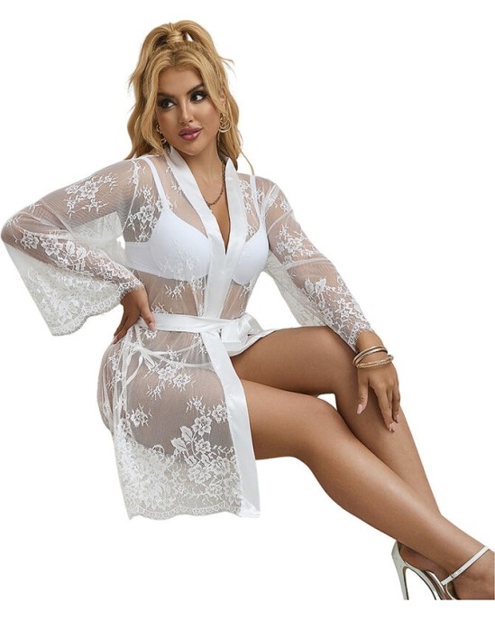 Subblime Chemises SUBBLIME - 954376 НОЧНАЯ СОРОЧКА С ДЛИННЫМИ РУКАВАМИ И ЦВЕТОЧНЫМ УЗОРОМ БЕЛАЯ L/XL