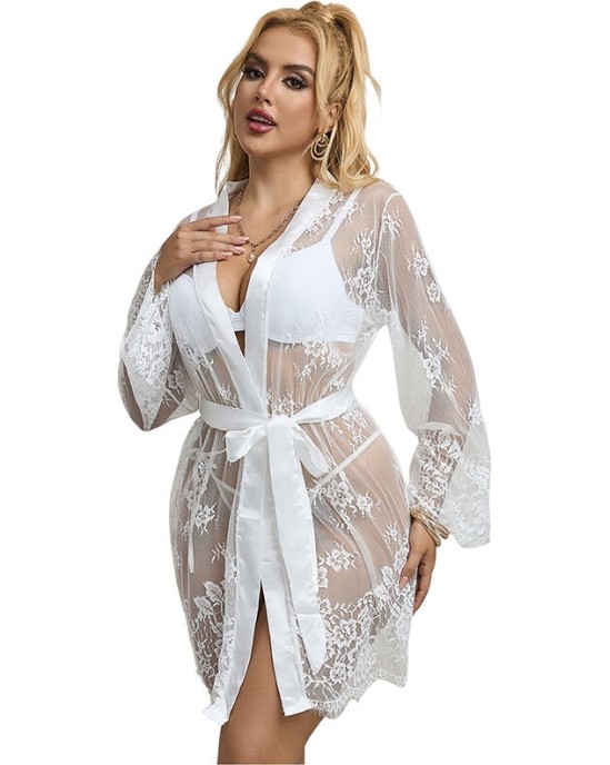 Subblime Chemises SUBBLIME - 954376 НОЧНАЯ СОРОЧКА С ДЛИННЫМИ РУКАВАМИ И ЦВЕТОЧНЫМ УЗОРОМ БЕЛАЯ L/XL