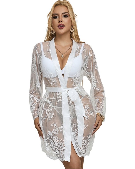 Subblime Chemises SUBBLIME - 954376 НОЧНАЯ СОРОЧКА С ДЛИННЫМИ РУКАВАМИ И ЦВЕТОЧНЫМ УЗОРОМ БЕЛАЯ L/XL