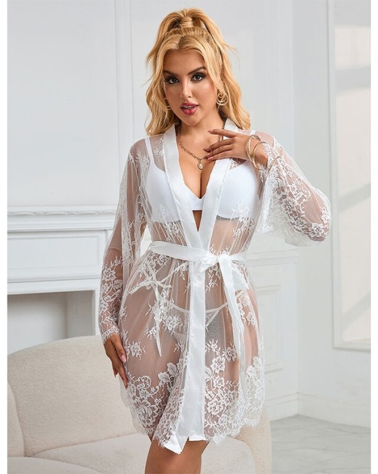 Subblime Chemises SUBBLIME - 954376 НОЧНАЯ СОРОЧКА С ДЛИННЫМИ РУКАВАМИ И ЦВЕТОЧНЫМ УЗОРОМ БЕЛАЯ L/XL