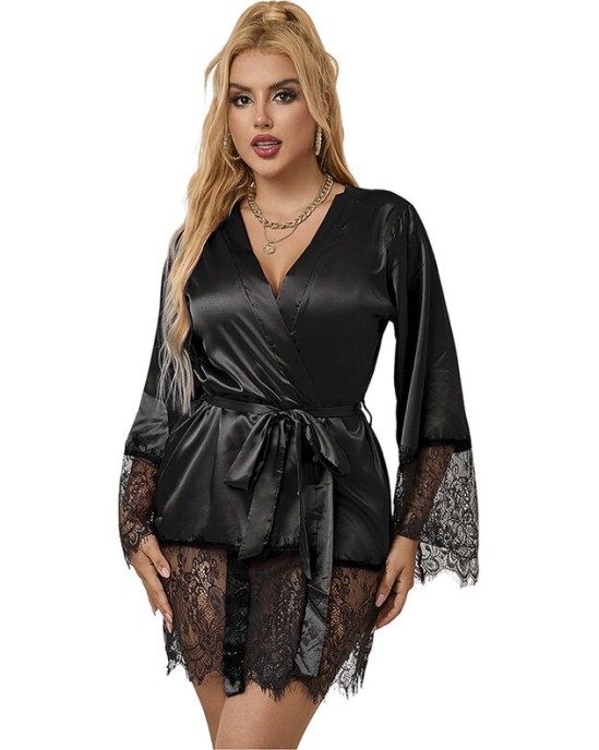 Subblime Sets SUBBLIME - 953799 ЭЛЕГАНТНАЯ КРУЖЕВНАЯ ПИЖАМА + СТРИНГИ ЧЕРНЫЕ S/M