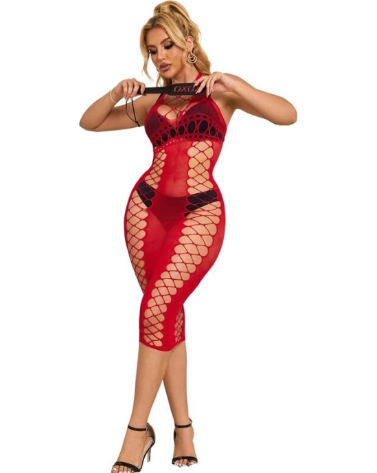 Subblime Dresses SUBBLIME - 952327 LONG RED FISHNET DRESS ONE SIZE