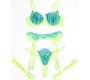 Subblime Sets SUBBLIME - 955328 BRA SET WITH LACE AND GARTER LINES GREEN AND BLUE L/XL