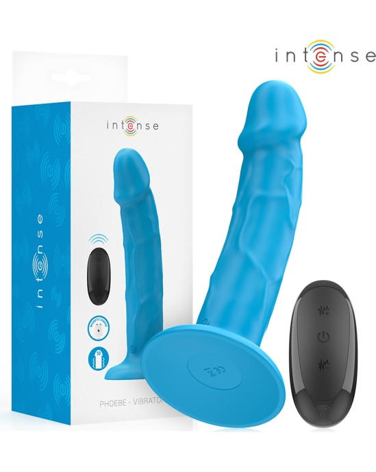 Intense Fun INTENSE - PHOEBE REALISTIC VIBRATOR 10 VIBRATIONS BLUE REMOTE CONTROL