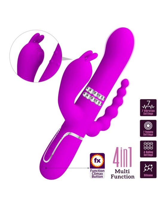 Prettylove Cammy 4 in 1 Vibe with Rotating Balls and Anal Chain