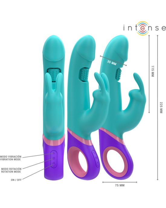 Intense Fun INTENSE — MONICA RABBIT VIBRATORS AR GROZĒJOŠU G-PUNKTA STIMULĀTORU BLUE