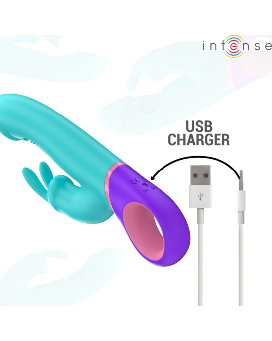 Intense Fun INTENSE — MONICA RABBIT VIBRATORS AR GROZĒJOŠU G-PUNKTA STIMULĀTORU BLUE