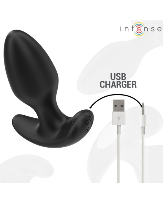 Intense Anal Toys INTENSE — JOEY ANAL PLUG 10 VIBRATIONS BLACK TĀLVADĪBAS PULTS