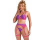 Subblime Sets SUBBLIME - 955359 SET OF BRA WITH LACE AND GARTER LINKS PINK AND PURPLE S/M