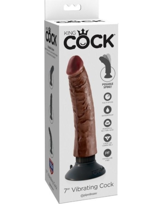 King Cock VIBRATING COCK BROWN 17.78 CM