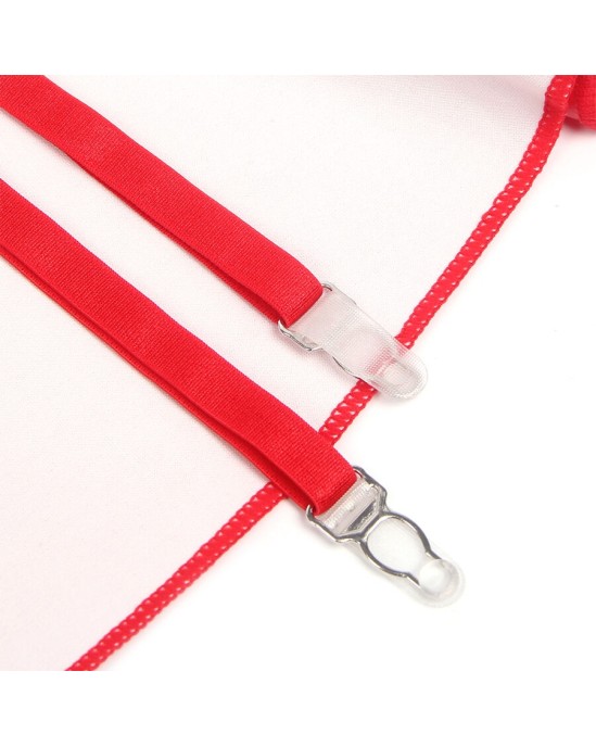 Subblime Dresses SUBBLIME - 957728 LACE ZIPPER LEATHER DRESS RED S/M