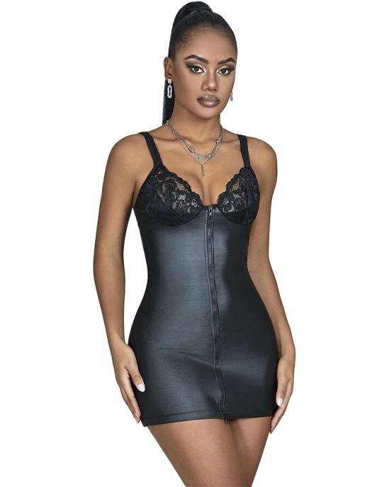 Subblime Dresses SUBBLIME - 957575 LEATHER ZIP DRESS BLACK L/XL