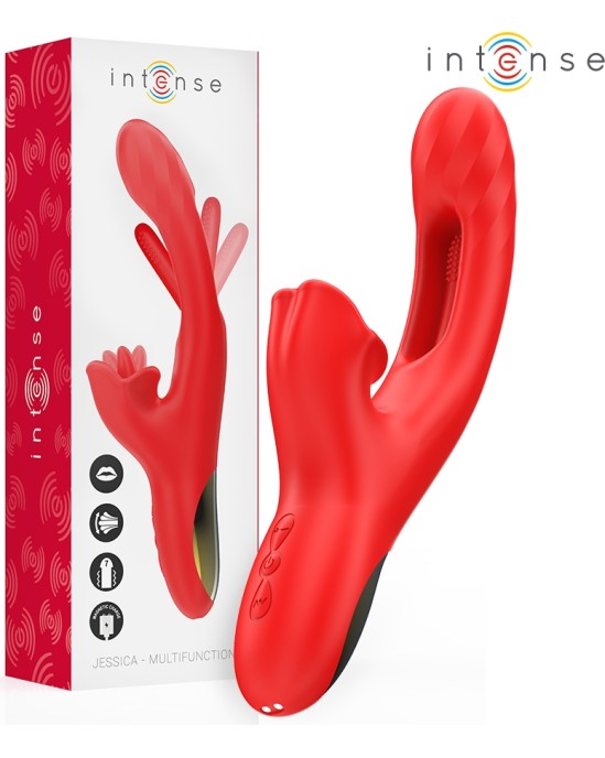 Intense Fun INTENSE - JESSICA MULTIFUNCTION VIBRATOR CLITORIS STIMULATION 24.8 CM RED