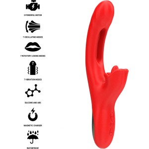Intense Fun INTENSE - JESSICA MULTIFUNCTION VIBRATOR CLITORIS STIMULATION 24.8 CM RED