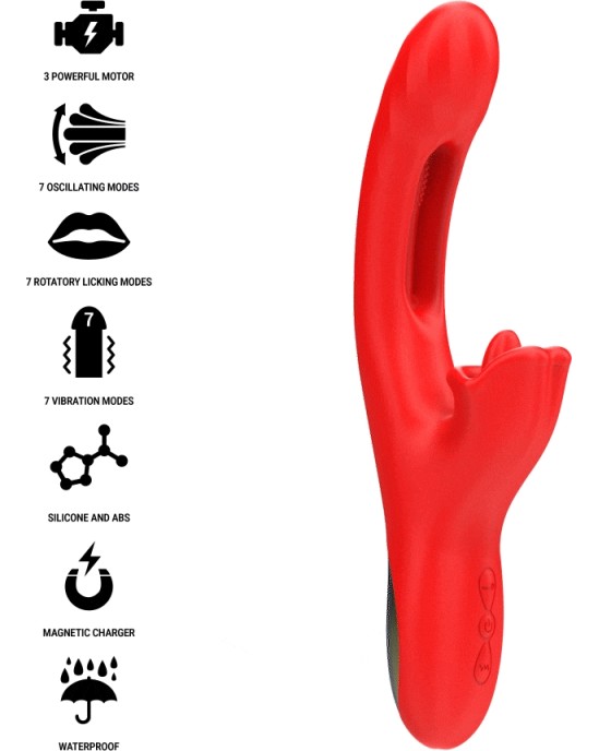 Intense Fun INTENSE - JESSICA MULTIFUNCTION VIBRATOR CLITORIS STIMULATION 24.8 CM RED