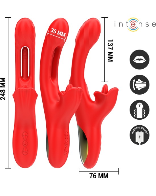 Intense Fun INTENSE - JESSICA MULTIFUNCTION VIBRATOR CLITORIS STIMULATION 24.8 CM RED