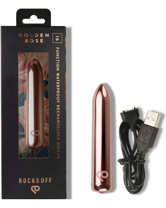 Rocks-Off RECHARGEABLE VIBRATING BULLET GOLDEN ROSE
