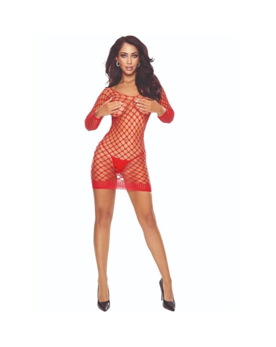 Passion Woman Bodystockings PASSION - BS108 BODYSTOCKING GRID RED