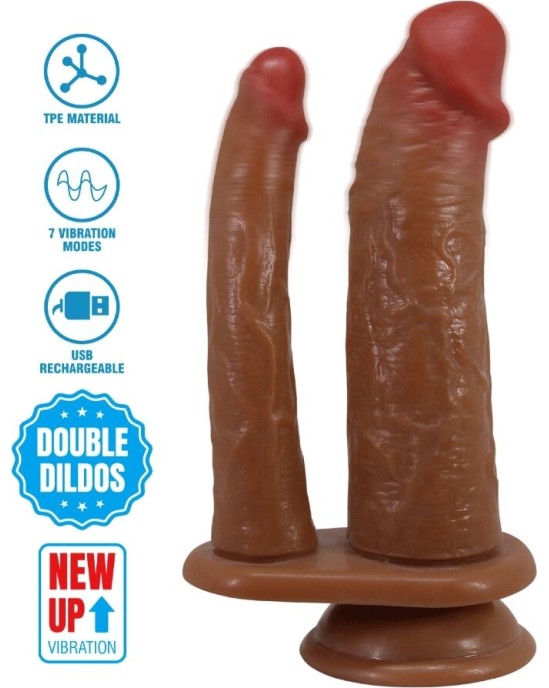 Pretty Love HULBERT DOUBLE REALISTIC DILDO WITH VIBRATION MULATO