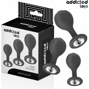 Addicted Toys SET OF 3 ANAL PLUG SILICONE WITH JEWEL