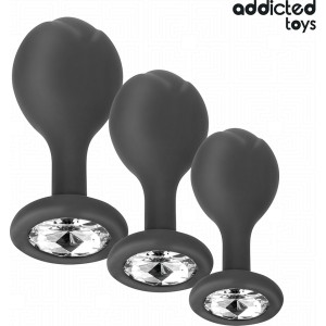 Addicted Toys SET OF 3 ANAL PLUG SILICONE WITH JEWEL