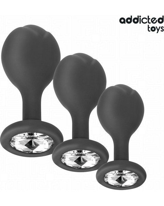 Addicted Toys SET OF 3 ANAL PLUG SILICONE WITH JEWEL