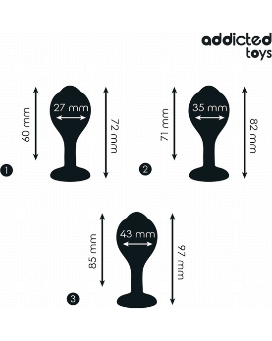 Addicted Toys SET OF 3 ANAL PLUG SILICONE WITH JEWEL