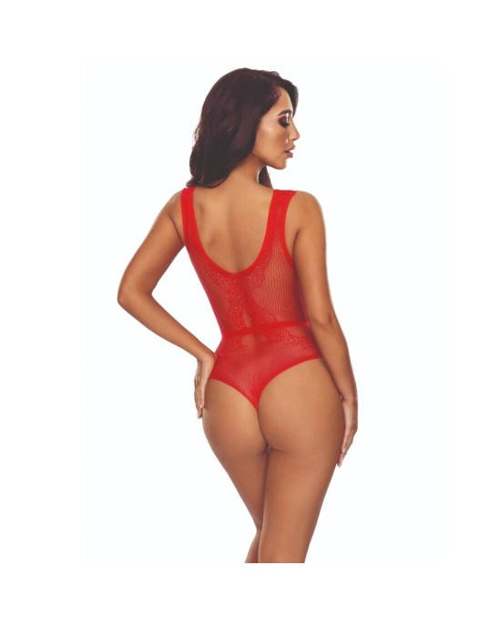 Passion Woman Bodystockings PASSION - BS115 BODYSTOCKING GRID RED