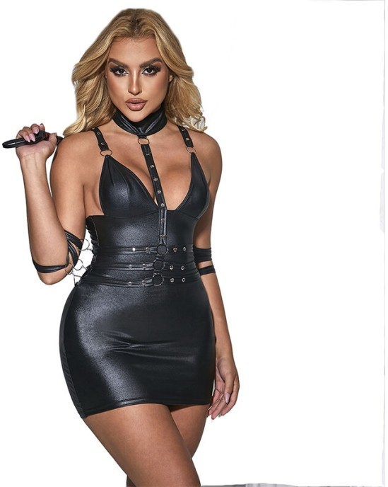Subblime Dresses SUBBLIME - 954406 КОЖАНОЕ ПЛАТЬЕ ДЛЯ БОНДАЖА ЧЕРНОЕ S/M