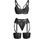 Subblime Sets SUBBLIME - 955243 BLACK BONDAGE BRA WITH GARTER SET L/XL