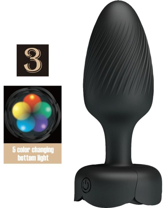 Pretty Love OSBORN ANAL PLUG WITH LED LIGHT BLACK 9.8 CM