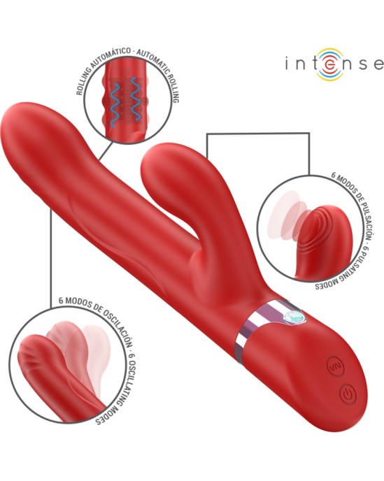 Intense Fun INTENSE - LELE MULTIFUNCTION VIBRATOR ROTATING & OSCILLATION & STIMULATION RED