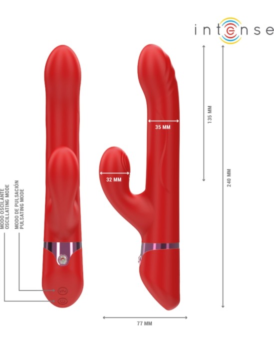 Intense Fun INTENSE - LELE MULTIFUNCTION VIBRATOR ROTATING & OSCILLATION & STIMULATION RED