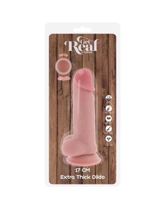Get Real DELUXE REALISTIC PENIS WITH TESTICLES EXTRA THICK 17 CM