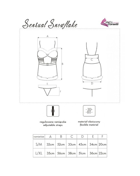 Livco Corsetti Sets LIVCO CORSETTI FASHION - SENSUAL SNOWFLAKE LC 90603 CHRISTMAS CHEMISE + THONG + HEADBAND L/XL