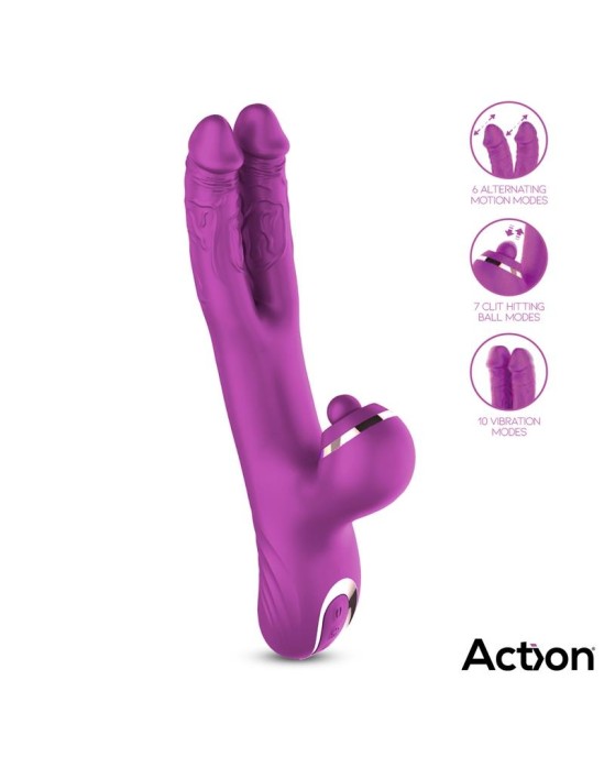 Action Nico Vibe with Clit Hitting Ball and Alternating Dildos