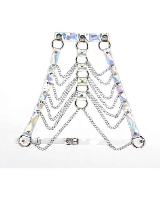 Subblime Fetish SUBBLIME - 953737 Krūškurvja uzkabe AR GREDZENIEM UN ĶĒDĒM SILVER ONE SIZE