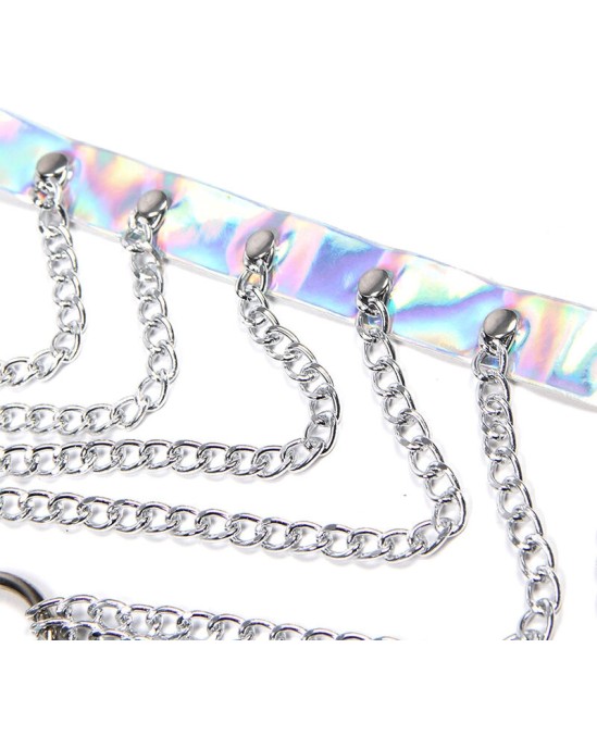 Subblime Fetish SUBBLIME - 953737 Krūškurvja uzkabe AR GREDZENIEM UN ĶĒDĒM SILVER ONE SIZE