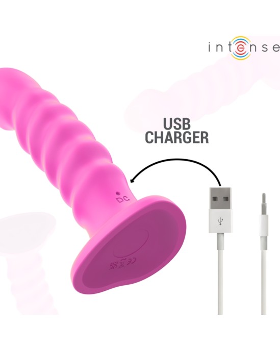 Intense Fun INTENSE - CINDY VIBRATOR SIZE L SPIRAL DESIGN 10 VIBRATIONS PINK REMOTE CONTROL