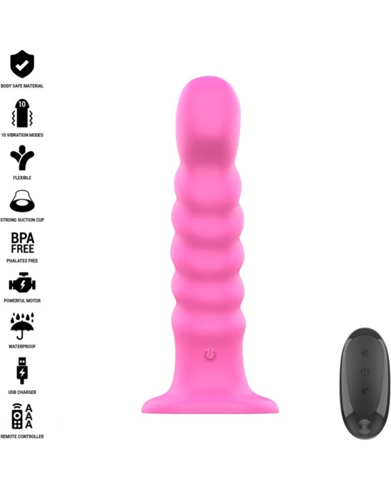 Intense Fun INTENSE - CINDY VIBRATOR SIZE L SPIRAL DESIGN 10 VIBRATIONS PINK REMOTE CONTROL