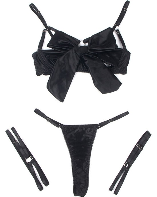 Subblime Sets SUBBLIME - 955205 BRA SET WITH ADJUSTABLE BLACK BOW L/XL