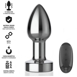 Intense Anal Toys INTENSE - ANAL PLUG 10 VIBRATIONS METAL WITH REMOTE CONTROL S