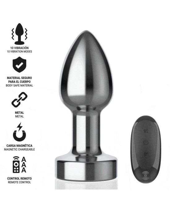 Intense Anal Toys INTENSE - ANAL PLUG 10 VIBRATIONS METAL WITH REMOTE CONTROL S