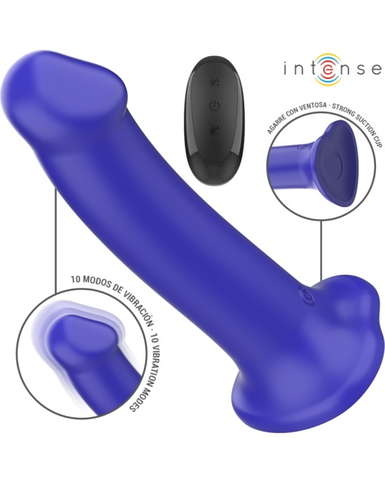 Intense Fun INTENSE - VICTORIA VIBRATOR WITH SUCTION CUP 10 VIBRATIONS DARK BLUE REMOTE CONTROL