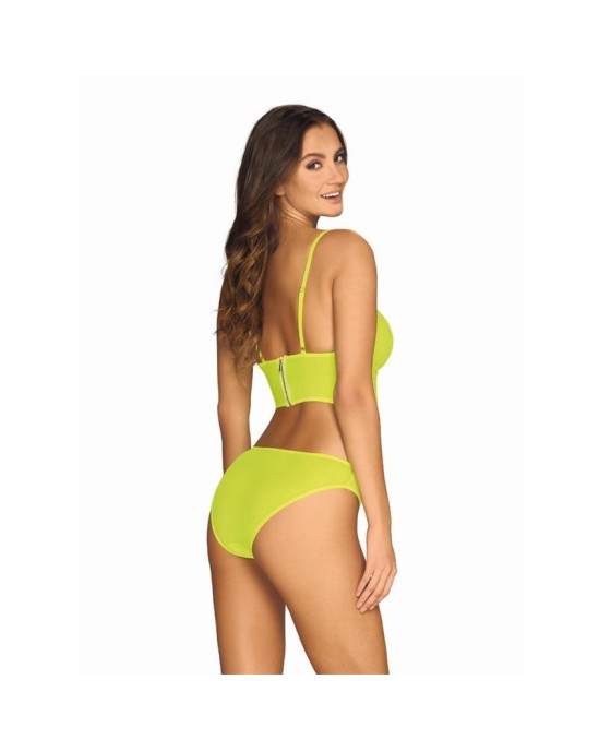 Obsessive Neonia 2 Piece Bra Set with Zipper Neon Yellow