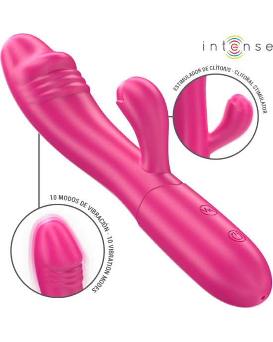 Intense Fun INTENSE — IVY FLEXIBLE VIBRATOR 10 VIBRĀCIJAS AR STIMULUĒJOŠU MĒLES ROZĀ KRĀSU